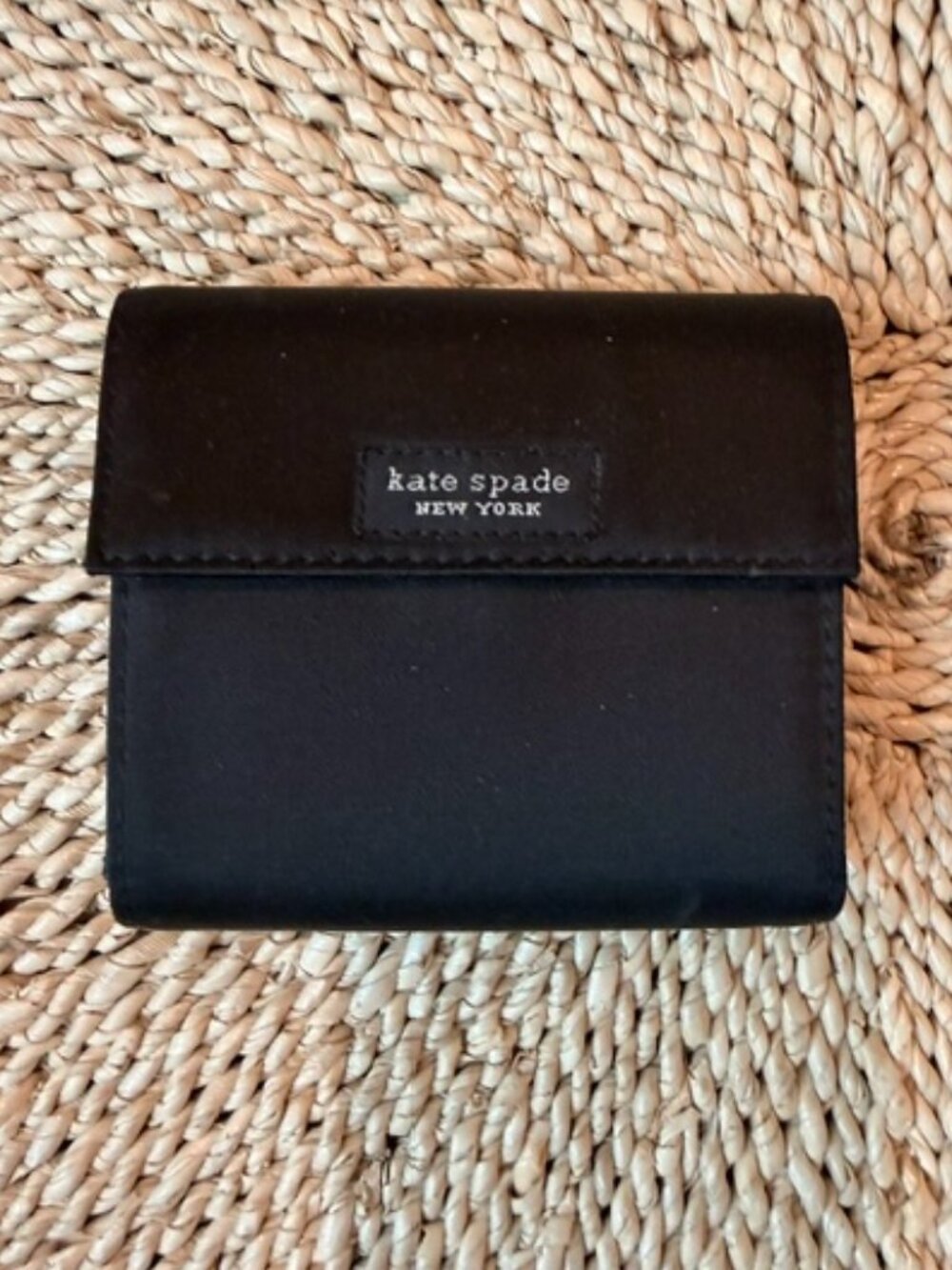 Vintage Kate Spade Black Nylon Trifold Compact Wallet